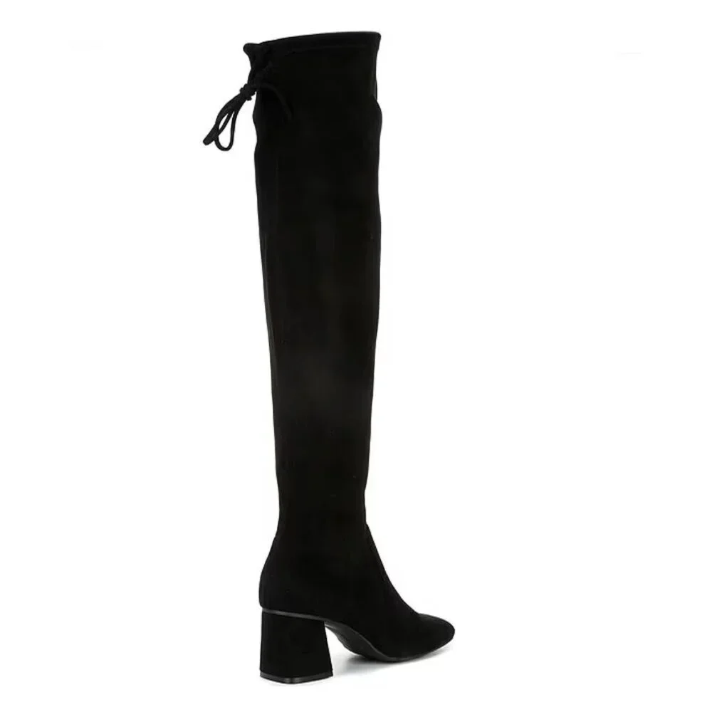 NEW Gianni Bini Laredo Stretch Fabric Over-the-Knee Block Heel Boots in Black